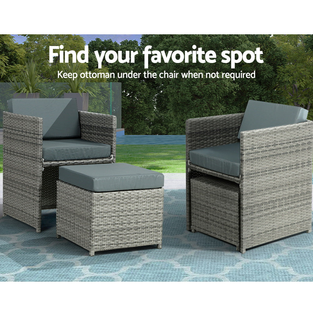 Sorrento Premium 13 Piece Outdoor Dining Set - Grey, Red & Beige Cushions